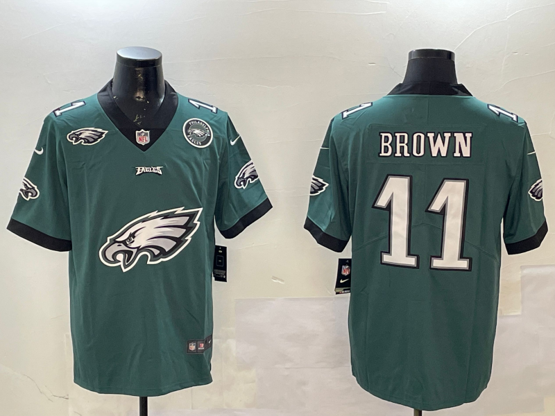Men Philadelphia Eagles #11 Brown green 2025 Nike NFL jersey style 019